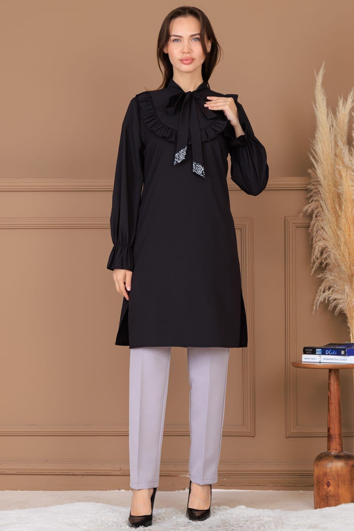 Asel Tunik Pantolon Takım Siyah · Beden XL