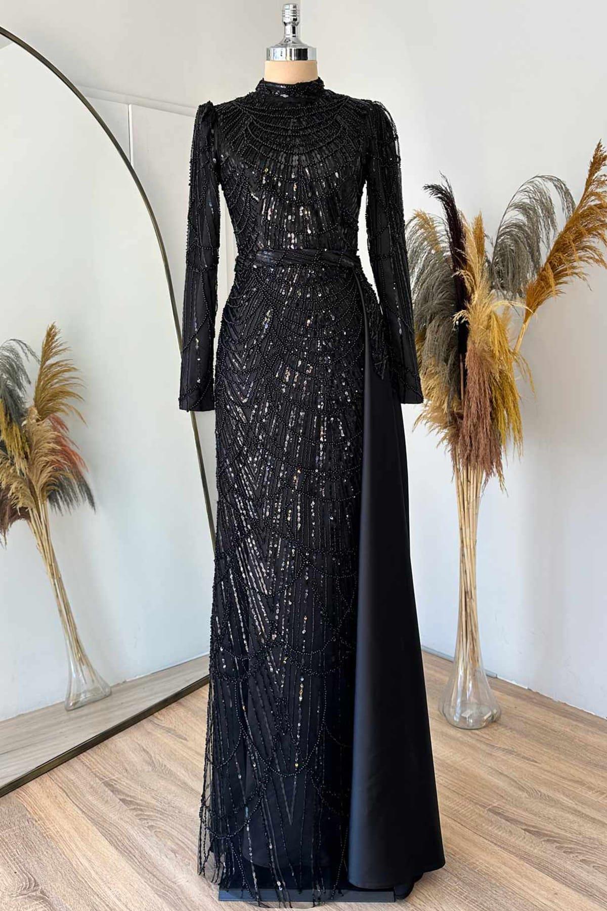 Diva Tesettür Abiye Siyah Stok · Beden 42